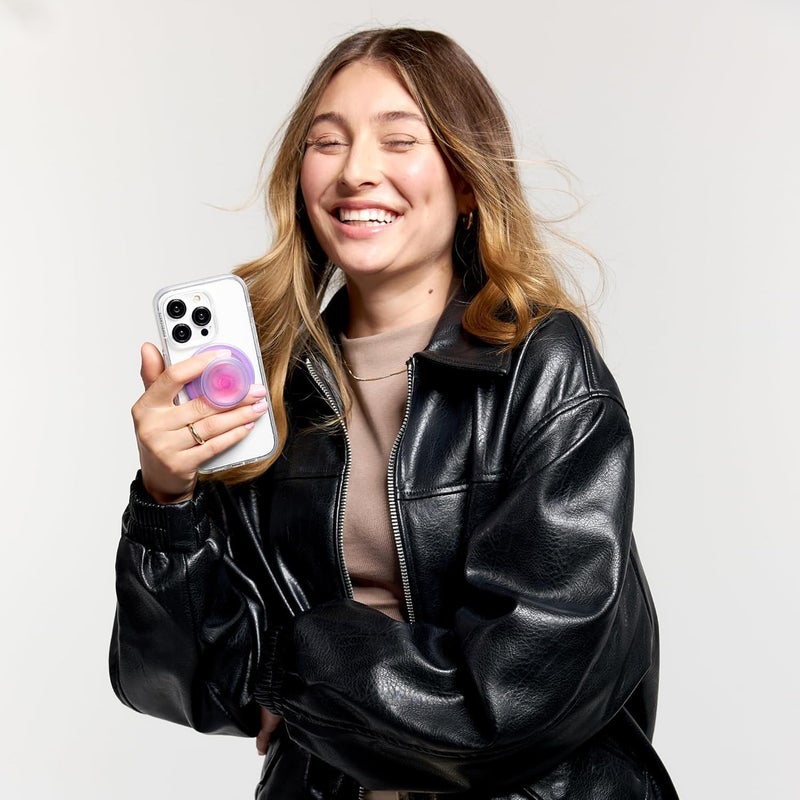 POPSOCKETS قبضة هاتف لمغناطيس ماج سيف مع حامل، حامل مغناطيسي، قمة قابلة للتبديل، قبضة آمنة لجرابات آيفون ماج سيف، قبضة هاتف وجهاز لوحي، لطيفة، وردية، بنفسجية - أورا - Image 4